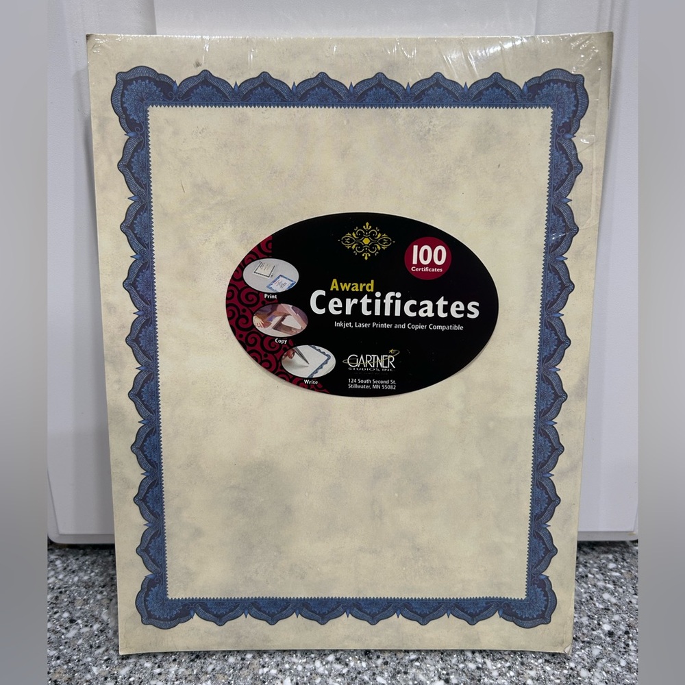 AWARD CERTIFICATE PAPER 100 Certificates